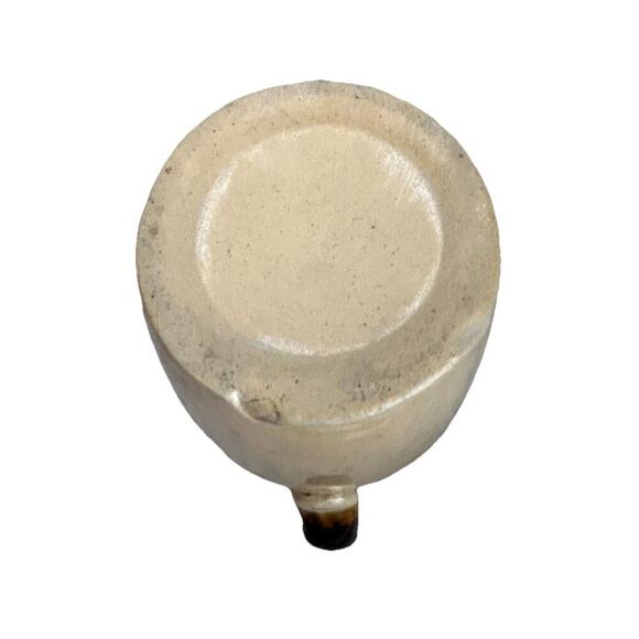 Vintage Stoneware Syrup Pitcher Jug Brown Tan Two Tone 6" Tall Vase Cottage Core - Picture 9 of 13